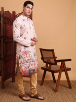 Amazing Peach Color Cotton Fabric Mens Kurta