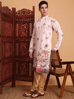 Amazing Peach Color Cotton Fabric Mens Kurta