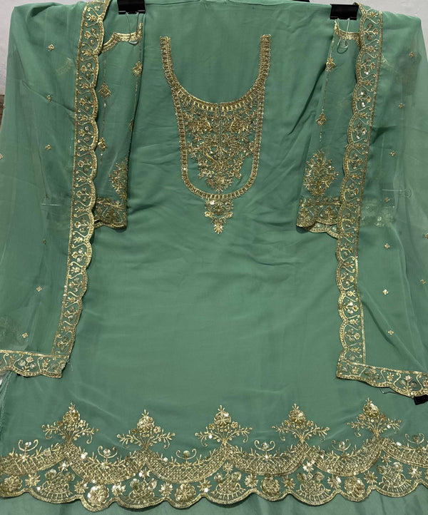 Tasteful Green Color Georgette Fabric Designer Suit