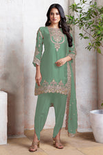Tasteful Green Color Georgette Fabric Designer Suit