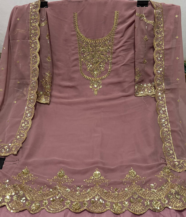 Tasteful Pink Color Georgette Fabric Designer Suit