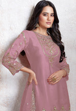Tasteful Pink Color Georgette Fabric Designer Suit