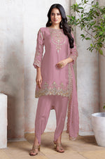 Tasteful Pink Color Georgette Fabric Designer Suit