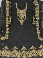 Tasteful Black Color Georgette Fabric Designer Suit