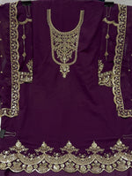 Tasteful Purple Color Georgette Fabric Designer Suit