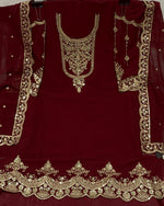 Tasteful Maroon Color Georgette Fabric Designer Suit