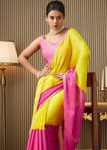 Lovely Pink Color Chiffon Fabric Designer Saree