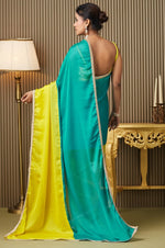 Lovely Teal Color Chiffon Fabric Designer Saree