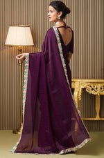 Lovely Voilet Color Chiffon Fabric Designer Saree