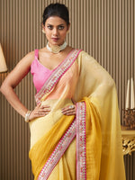 Lovely Yellow Color Chiffon Fabric Designer Saree