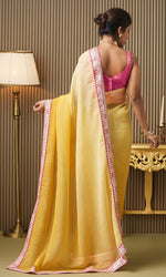 Lovely Yellow Color Chiffon Fabric Designer Saree