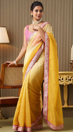 Lovely Yellow Color Chiffon Fabric Designer Saree