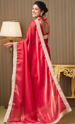 Lovely Red Color Organza Fabric Designer Saree