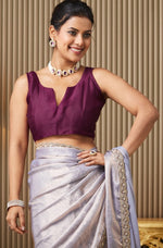 Lovely Purple Color Satin Fabric Designer Saree