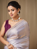 Lovely Purple Color Satin Fabric Designer Saree