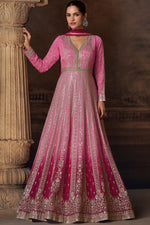 Angelic Pink Color Chinon Fabric Partywear Suit