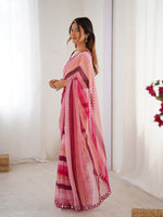 Beauteous Pink Color Chiffon Fabric Casual Saree
