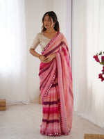 Beauteous Pink Color Chiffon Fabric Casual Saree