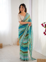 Beauteous Turquoise Color Chiffon Fabric Casual Saree