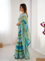 Beauteous Turquoise Color Chiffon Fabric Casual Saree