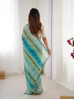 Beauteous Turquoise Color Chiffon Fabric Casual Saree