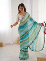 Beauteous Turquoise Color Chiffon Fabric Casual Saree