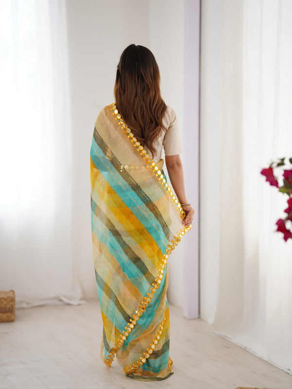 Beauteous Yellow Color Chiffon Fabric Casual Saree