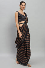 Amazing Brown Color Satin Fabric Casual Saree