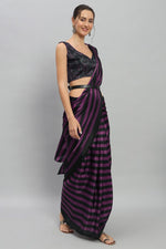 Amazing Purple Color Satin Fabric Casual Saree