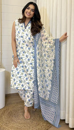 Beauteous Cream Color Cotton  Fabric Designer Suit