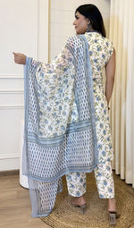 Beauteous Cream Color Cotton  Fabric Designer Suit