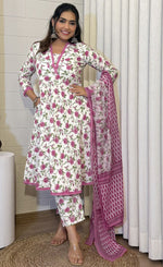 Beauteous Cream Color Cotton  Fabric Designer Suit