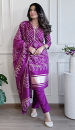 Beauteous Purple Color Viscose Fabric Designer Suit