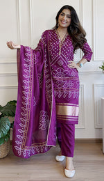 Beauteous Purple Color Viscose Fabric Designer Suit