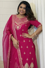 Beauteous Pink Color Georgette Fabric Designer Suit