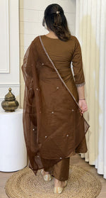 Beauteous Brown Color Vichitra  Fabric Designer Suit
