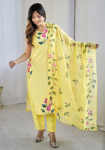 Beauteous Yellow Color Crepe Fabric Designer Suit