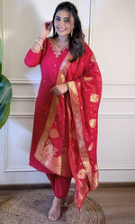 Beauteous Pink Color Viscose Fabric Designer Suit