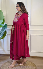 Beauteous Maroon Color Vichitra Fabric Designer Suit