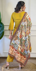 Beauteous Mustard Color Viscose Fabric Designer Suit
