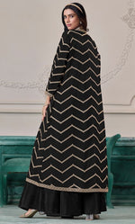 Beauteous Black Color Chinon Fabric Designer Suit