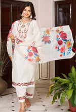 Beauteous White Color Chanderi  Fabric Designer Suit