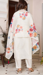 Beauteous White Color Chanderi  Fabric Designer Suit