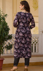 Beauteous Black Color Chinon Fabric Designer Suit