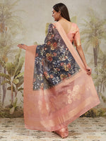 Elegant Navy Blue Color Jacquard Fabric Partywear Saree