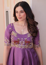 Striking Purple Color Crush Fabric Gown