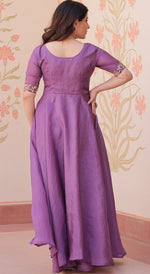Striking Purple Color Crush Fabric Gown