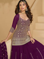 Tasteful Purple Color Georgette Fabric Partywear Suit