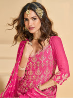 Tasteful Pink Color Georgette Fabric Partywear Suit