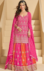 Tasteful Pink Color Georgette Fabric Partywear Suit